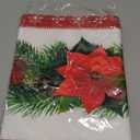 Netnology Watercolor Poinsettia Red Christmas Table Runner with White Snowflake,Seasonal Winter Xmas Party Decoration Holiday Indoor Home Kitchen Decor 13 x 108 Inch