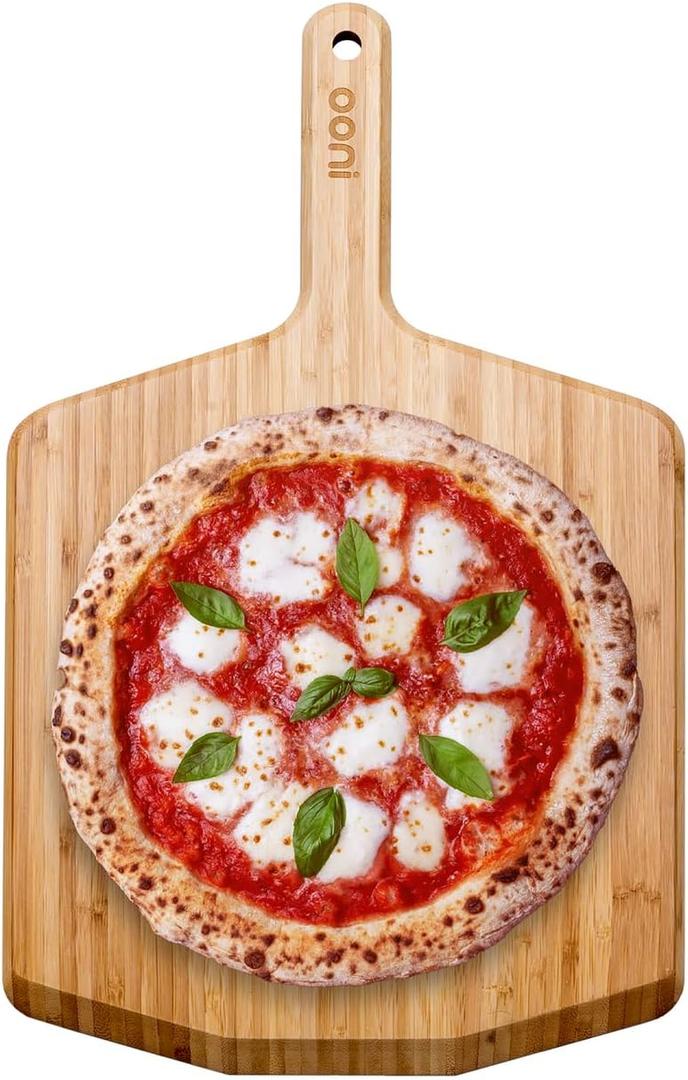 Ooni 12 Bamboo Wood Pizza Peel 12 Inch Pizza Spatula Paddle, Wooden Pizza Cutting Board, Pizza Oven Accessories