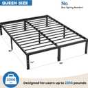 OLIXIS Metal Queen Bed Frame - 14in High with Storage Space, No Box Spring Needed with Sturdy Steel Slat Support, 2200LBS Heavy Duty for Easy Assembly, Black for Bedroom
