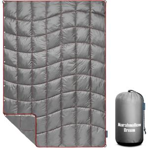 Camping Blanket, Packable Puffy Blanket Down Alternative Blanket Lightweight Windproof Water Resistant for Outdoors,Hiking, Backpacking,Beach,Car,Picnic,Stadium 52x75in (adults, Grey)