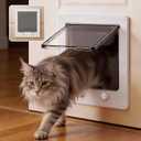 LIBBEPET Cat Door Interior Door, Indoor Cat Doors, X-Large Pet Doors for Cats Up to 25 lbs(Frame Size 9.8" x 11.6"), Upgraded 4 Way Locking Kitty Door for Interior & Exterior Doors, Easy to Install