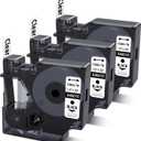Compatible DYMO D1 Label Tape Black on Clear Replace for DYMO Label Maker Refills 45010 S0720500, 1/2Inch x 23Ft for Dymo LabelManager 160 210D 280 360D Labeler, 3-Pack
