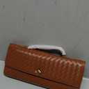 Woven Clutch Purses for Women, Leather Evening Bag Shoulder Handbag Formal Satchel Crossbody Purse Party Bag, Brown