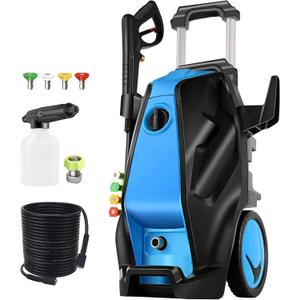 Electric Pressure Washer, 5000 PSI 4.0 GPM Heavy Duty Power Washer Electric Powered with Foam Cannon, 4 Nozzle Tips,33FT Hose and Soap Bottle for Home/Cars/Driveways/Patios/Decks/Fences(Blue)