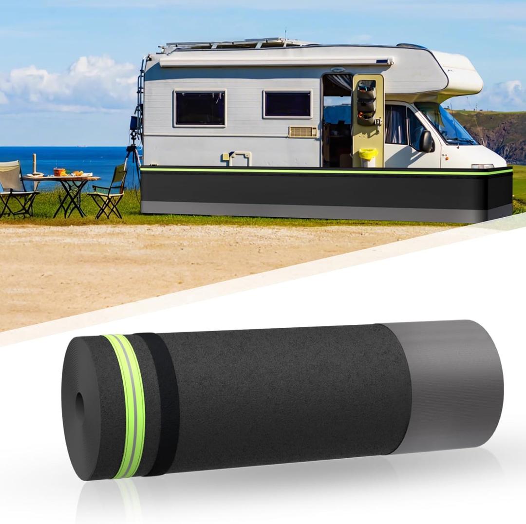 Easy Installation RV Skirting, 65.6'x2.6' Travel Wheel Skirt for Mobile Home Exterior, PVC with Tightly Metal Plates, Convenient Storage Wheel Rv Cover for Garden,Outdoor, Yard (Black, 2.6 x65.62 ft)