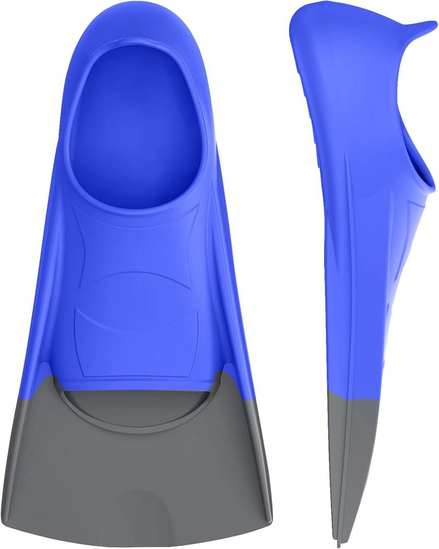 Gintenco Swim Fins, Kids Swim Training Fins for Lap Swimming, Travel Size Flippers with Mesh Bag, Silicone Swimming Fins for Kids Teens Adults Women Men (M(US Men 4-5.5/ US Women 5.5-7), NavyblueGrey)