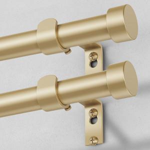 2 Pack Gold Curtain Rods for Windows 48 to 84 Inch(4-7 Feet),1" Diameter Drapery Rods with Modern Style End Cap Finials,Size:36-88 Inch