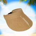 Straw Sun Visors Hats for Women UV Protection, Summer Packable Beach Hat, Wide Brim Foldable Hats for Travel
