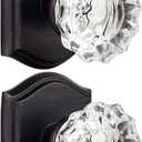 2 Pack Glass Dummy Door Knobs, Antique Inactive Crystal Half-Dummy Door Knobs for Hall and Closet, Oil Rubbed Bronze