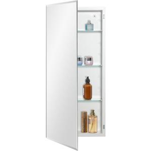 Bathroom Medicine Cabinet with Beveled Edge Mirrored Door 16 x 36 inch, Recessed or Surface Mount, with Adjustable Glass Shelves (16x36 inch Beveled Edge Mirror, Matt White)