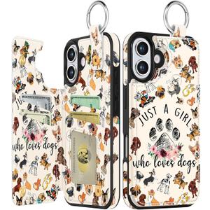 Shorogyt Compatible with iPhone 17 Wallet Case with Card Holder - Cute Dog Lover Design Kickstand for Magnetic Clasp Back Flip Folio Leather Phone Covers for Women Men Girls