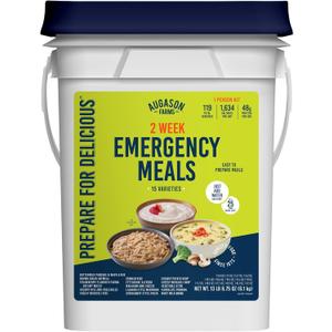 Augason Farms 2 Week Emergency Food Supply Kit, Dehydrated Meal Survival Food Bucket for 1 Person - 119 Servings, Best By: 02/06/2035