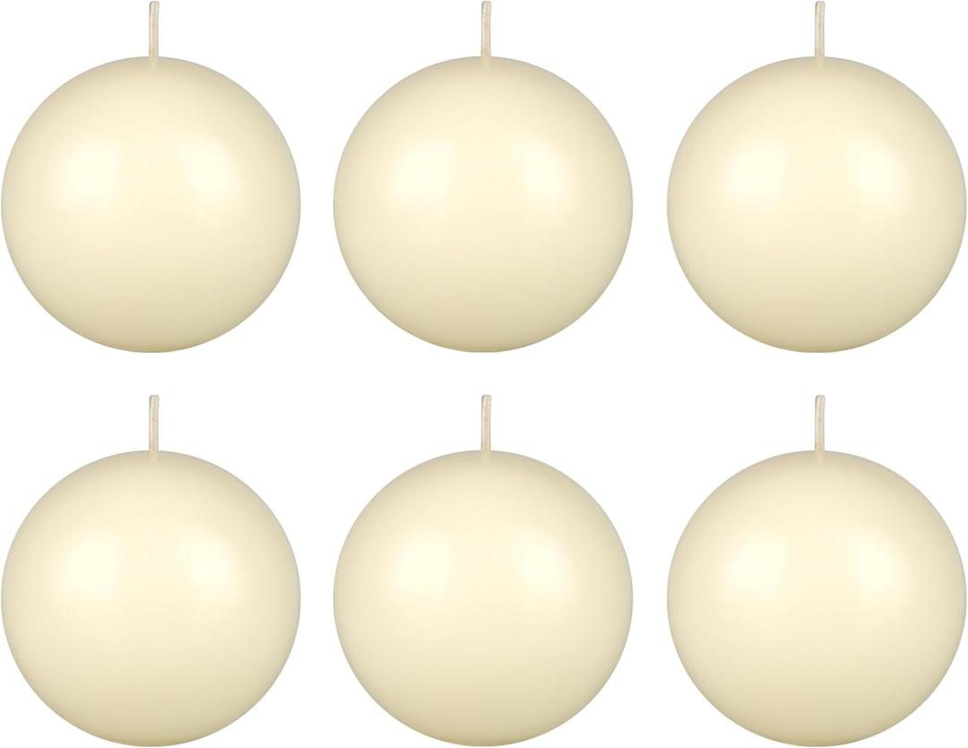 Mega Candles 6 pcs Unscented Ivory Ball Round Candles, Hand Poured Premium Wax Candle 3 Inch x 3 Inch, Home Dcor, Wedding Receptions, Occasions, Events, Festivities, Meditations, Relaxation