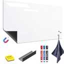 HOMiDEK Large Magnetic Backing Whiteboard: 36x48 Flexible Dry Erase Writting Sheet, Removable White Board for Fridge and Any Iron-containing Surface, Includes Markers, Magnets, Eraser, Cloth, Holder