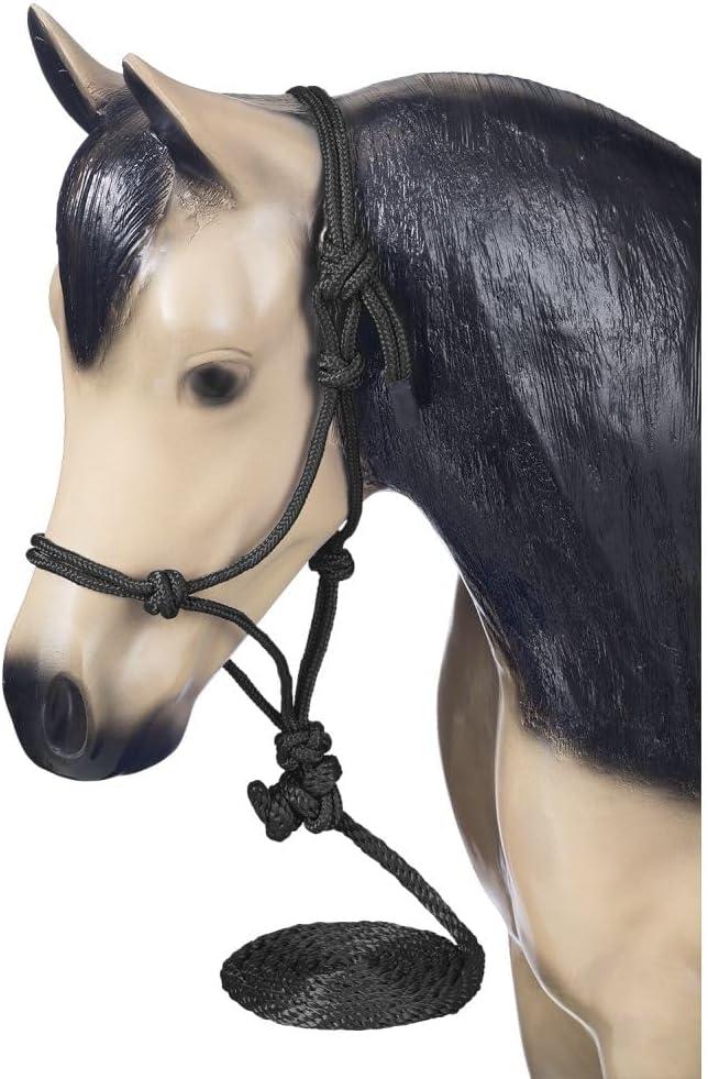 Tough1 Miniature Poly Rope Halter with Lead (Large, Black)