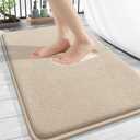 OLANLY Thick Memory Foam Bath Mat Rug 30x20, Extra Soft Absorbent Bathroom Rug, Quick Dry Bath Mats, Non-Slip, Machine Washable Carpet for Bathroom, Tub and Shower, Home Decor Accessories, Beige