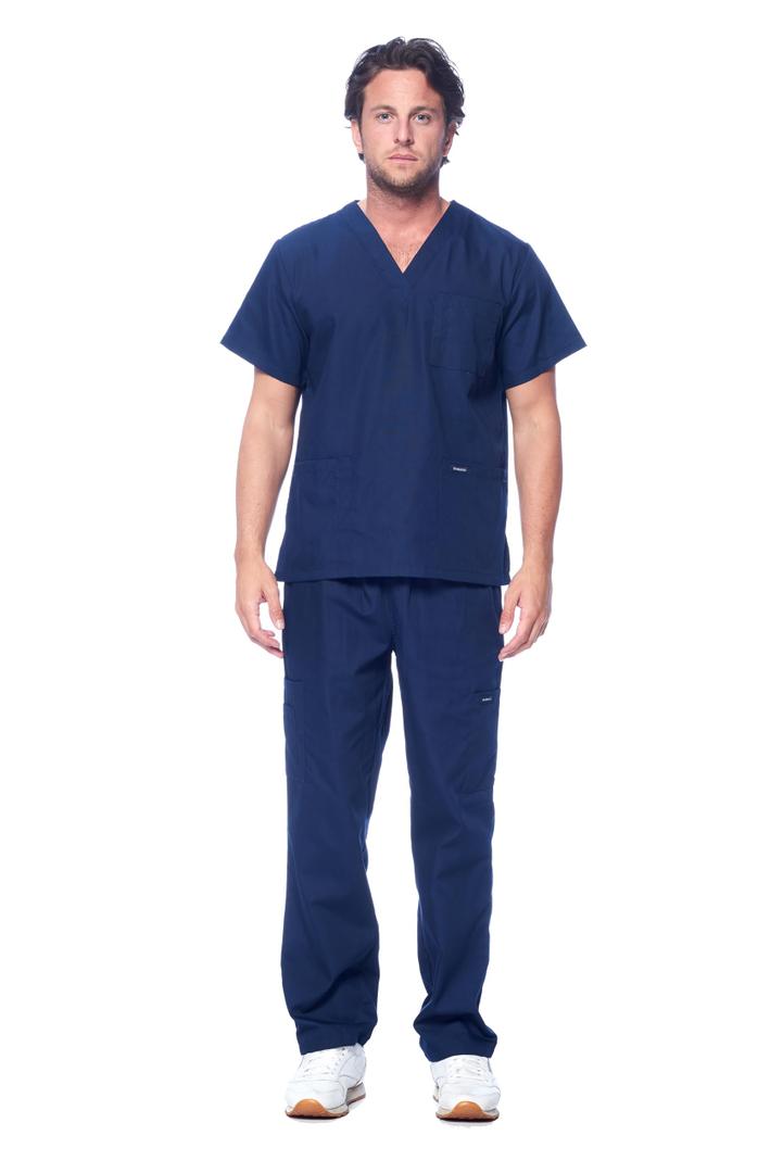 Dagacci Scrubs for Men Set - V-Neck Scrub Top and Cargo Pants - 8 Pockets Men Scrubs Set.M