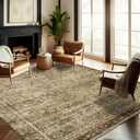 CHAMPLANT Area Rug 9x12 Washable Brown Vintage Traditional Mat Distressed Indoor Foldable Thin Retro Accent Floral Non Slip Carpet for Living Room Dining Room Office