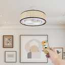 AELS Boho Fans Lights, E26 Socket LED Ratten Ceiling Fan with Remote Control, 3 Color Temperaturea Adjustable, Modern Farmhouse Decor for Bedroom, Kitchen, Bathroom, Closet, 10 inch (Beige)