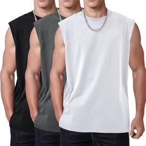 SnowElve Mens Workout Tank Tops Sleeveless Tee Shirts Men Muscle Shirt Gym Acid Wash T Shirts Running Beach Loose Fit Tee XL