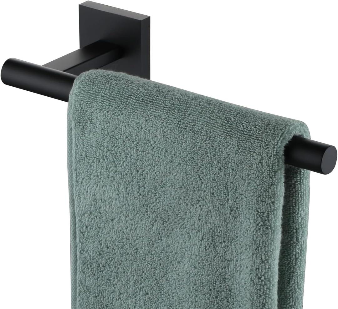 KOKOSIRI Towel Bar Matte Black Bathroom Hardware Hand Towel Rails Wall Mounted Kitchen Toilet Cabinet Paper Holder, Stainless Steel B3008BK (1 Pack)