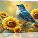 Zyphren Farmhouse Blue Bird Decor Wall Art Sunflower Sparrow Pictures Wall Decor Country Rustic Canvas Prints Painting Artwork Gifts for Bathroom Living Room Bedroom Modern Home Decoration 16"x20"