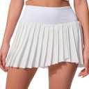 Pleated Tennis Skirts for Women with Shorts Pockets Mini Side Slit High Waisted Athletic Golf Workout Skirt Skort (White, M)