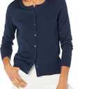 Amazon Essentials Women's Lightweight Crewneck Cardigan Sweater (Available in Plus Size) (Medium, Navy)