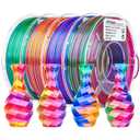 AMOLEN 3D Printer Filament Bundle, Triple Colors Coextrusion Silk PLA Filament 1.75mm +/-0.02mm,Shiny Color Change 3D Printer Filament for Most FDM 3D Printer 200g X 4 Pack