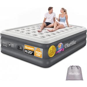 OlarHike Air Mattress Queen Built-in Pump, 20" H Inflatable Mattress,700LBS