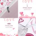 Valentine's Day Red Duvet Cover Set Queen Size,3 Piece Microfiber Reversible Bedding Set,Includes 1 Duvet Cover 90"x90" with Zipper Closure & 2 Pillow Shams,Comforter Not Included (Pink Heart 1)