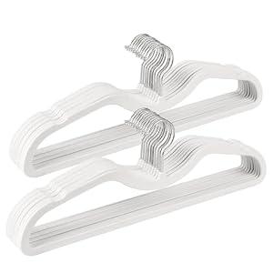 Plastic Short Neck Hangers 20 Pack Ultra-Thin Space-Saving ABS 360Â° Swivel Hook Ideal for Closet Organization Fits Coats Shirts Dresses & More (20, White)