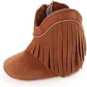 Meckior Baby Girls Cowboy Tassel Boots Side Zipper Moccasins Soft Bottom Non-Slip Toddler Shoe 1