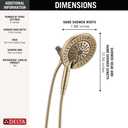Delta 6-Setting In2ition 2-in-1 Dual Shower Head with Handheld High Pressure ProClean Spray, Brushed Gold Detachable Shower Head with Hose, 1.75 GPM Flow Rate, Champagne Bronze 75655CZ