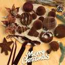 Christmas Ornaments Set, 38Pcs Brown Velvet Christmas Ornaments for Xmas Tree Decorations Shatterproof Hanging Flocked Balls Assorted for Indoor Home Party Holiday Decor Gifts