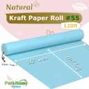 PerkHomy 36" x 1,440" (120') Light Blue Kraft Paper Roll for Craft Bulletin Board Paper Art Table Covering Crafting Gift Wrapping Bouquet Packing Parcel 80GSM 55LB (Light Blue, 36" x 120')