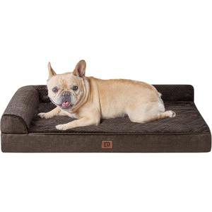 EHEYCIGA Memory Foam Dog Bed Medium Sized Dogs, Waterproof Dog Bed Orthopedic with Washable Removable Cover, Non-Slip Pet Bed Couch for Crate, 30x20x6 Inches, Brown (30.0"L x 20.0"W x 6"Th)