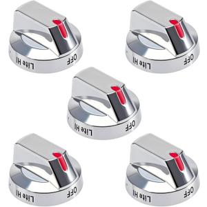 5PCS Range Surface Burner Control Knobs,Top Burner Control Dial Knobs Compatible with Samsung Gas Range Oven Stove NX58H5650WS/AA NX58J7750SS/AA NX58H5600SS/AC Replace#: DG64-00473A