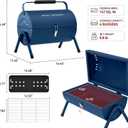 Royal Gourmet CC1015B Portable Charcoal Grill, 147 Sq. In. Cooking Area, with Four Air Vents, Lid Latch Buckle, Lid Handle, for Outdoor Backyard, Patio Parties and Picnics, Blue