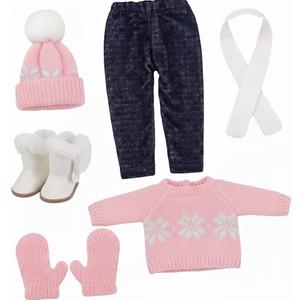 Yardwe 1set Doll Christmas Outfit Festive Holiday Dress-up Costume Sweater Pants Hat Gloves Scarf Shoes for Celebrations and Craft Projects