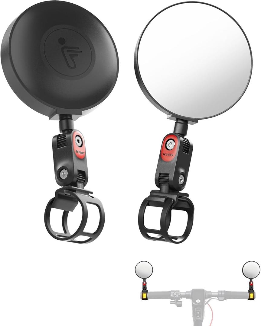 Scooter Rear-view Mirror Compatible with Ninebot by Segway All KickScooters MAX G30 G2 G3 ZT3 Pro GT3 F3 E3(Except Air T15), Adjustable Wide-Angle Vision Rearview Mirrors Original Accessories 2-Pack
