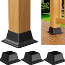 4x4 Post Base 4Pcs, Internal 3.58"x3.58" Heavy Duty Powder-Coated Steel Post Bracket Fit for Standard Wood Post Anchor, Decking Post Base for Deck Porch Handrail Railing Support