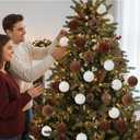 Suzile 12 Pcs Large Velvet Christmas Ball Ornaments, 4 Inch Brown & White Flocked Christmas Tree Ornament Shatterproof Hanging Xmas Ball Bulbs for 2025 Xmas Tree Home Decorations