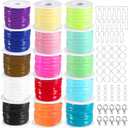KAMJUNTAR Lanyard String,15 Rolls Gimp String Plastic Lacing Cord Plastic String Lanyard Kit for Friendship Bracelets Jewelry Making DIY Craft Boondoggle Gimp Bracelet Making Kit