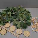 6 Set Baby Shower Bear Table Centerpieces Decortion Blue Bear with Eucalyptus Wreath Wood Slices Welcome Baby Table Toppers for Gender Reveal It's A Boy Party Favors