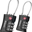 2 Pack TSA Approved Luggage Locks, Combination Travel Cable Padlock, 3-Digit Waterproof Lock, TSA Accepted Outdoor Keyless Resettable Lock for Lockers, Bags, Gym, Gate-Black