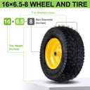 16x6.5-8 Tubeless Tire and Wheel,2 Pcs Replacement Riding Lawn Mower Garden Tractor Front Wheel Tire with 3" Offset Hub, 3/4" Bearing & 5/8Bearing