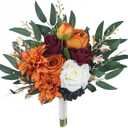 Rinlong 1Pc Fall Wedding Bouquets for Bridesmaids Burnt Orange Bridesmaid Artificial Flowers Terracotta Bouquet Wedding Prom Homecoming (one)