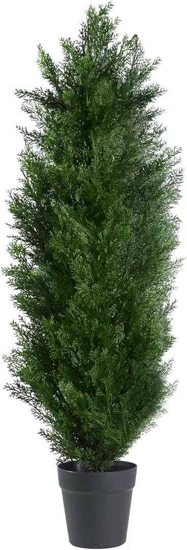 3FT Artificial Topiary Cedar Trees, Fake Cedar Plant with Pot for Indoor Outdoor Decor, Faux Greenery Potted Tree, UV Resistant Artificial Plants for Home Garden Office Porch