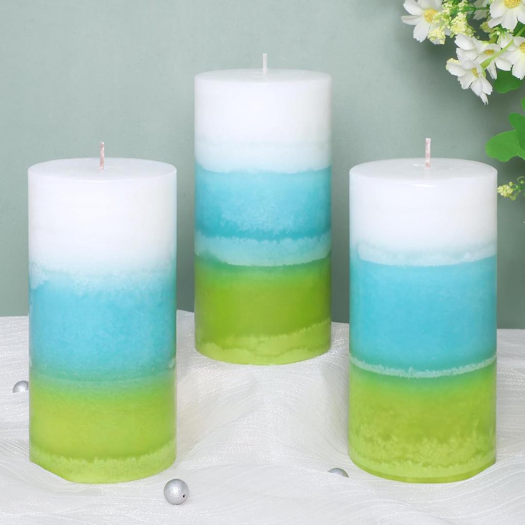 Mint Scented Pillar Candles - 3x6 inch Aromatherapy Candles, Long Lasting 70+Hours Clean Burning, Perfect for Meditation Spaces, Home Offices
